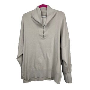 Abercrombie & Fitch Mens Soft A&F Sweater Size XL Beige Pullover Quarter 1/4 Zip